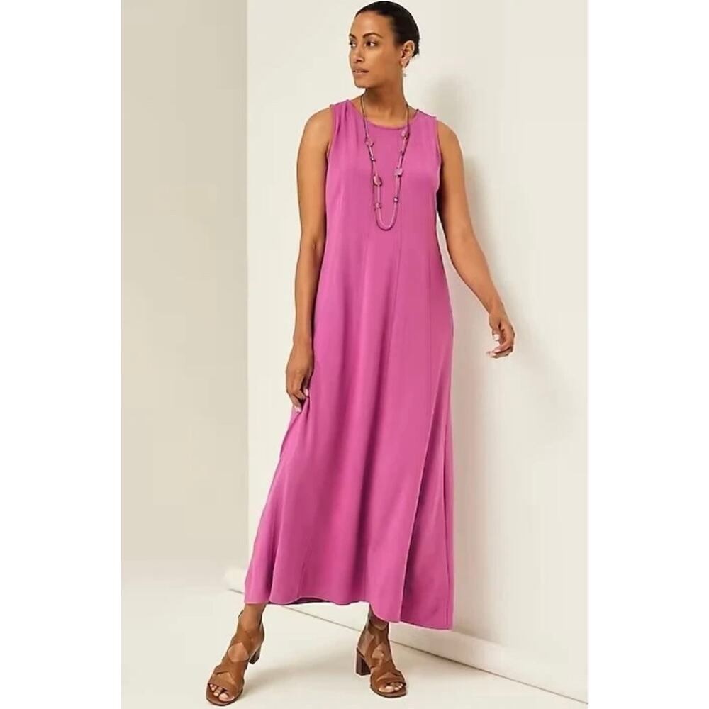 J Jill Wearever Maxi Dress XL Purple Double Face Jersey Sleeveless Stretch Knit - Picture 10 of 10